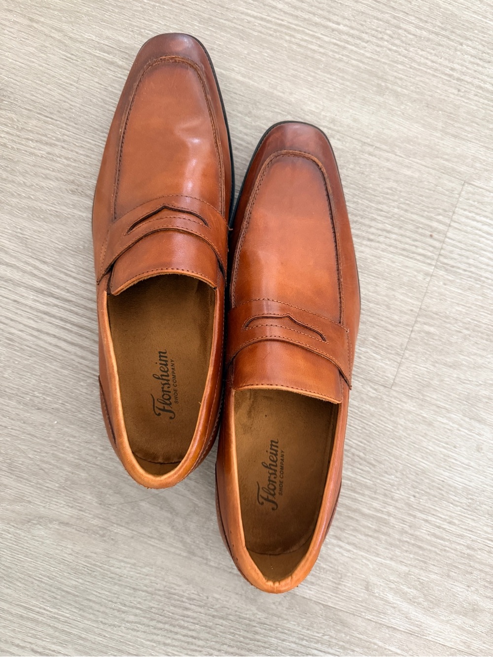 Florsheim Cognac Leather Penny Loafers - Picture 5 of 5
